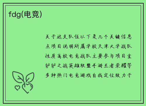 fdg(电竞)
